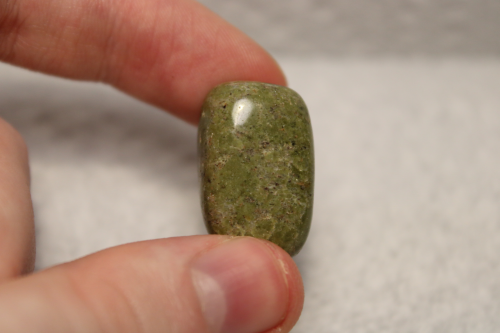 Polished green stone.